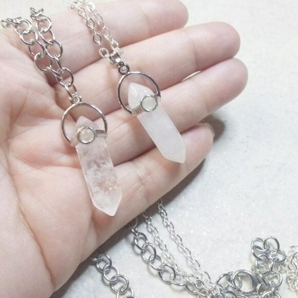 Terminated Point Crystal Quartz Pendant w. 20" Chain - Focus Meditations - Picture 12 of 14